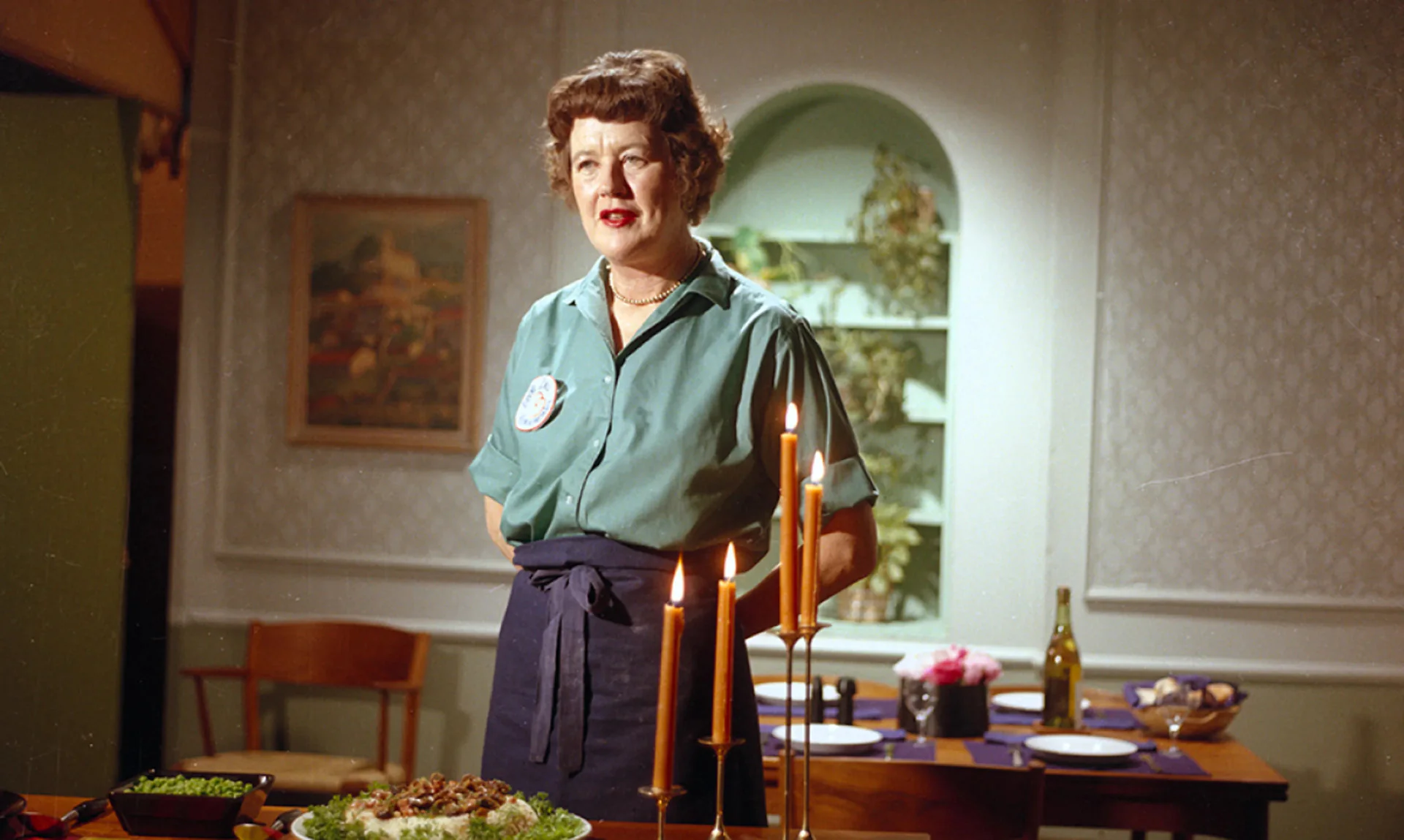 Julia Child on her television kitchen set
